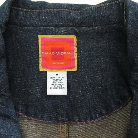 Isaac Mizrahi Blue Denim Jacket One Button Size M - Picture 7 of 9